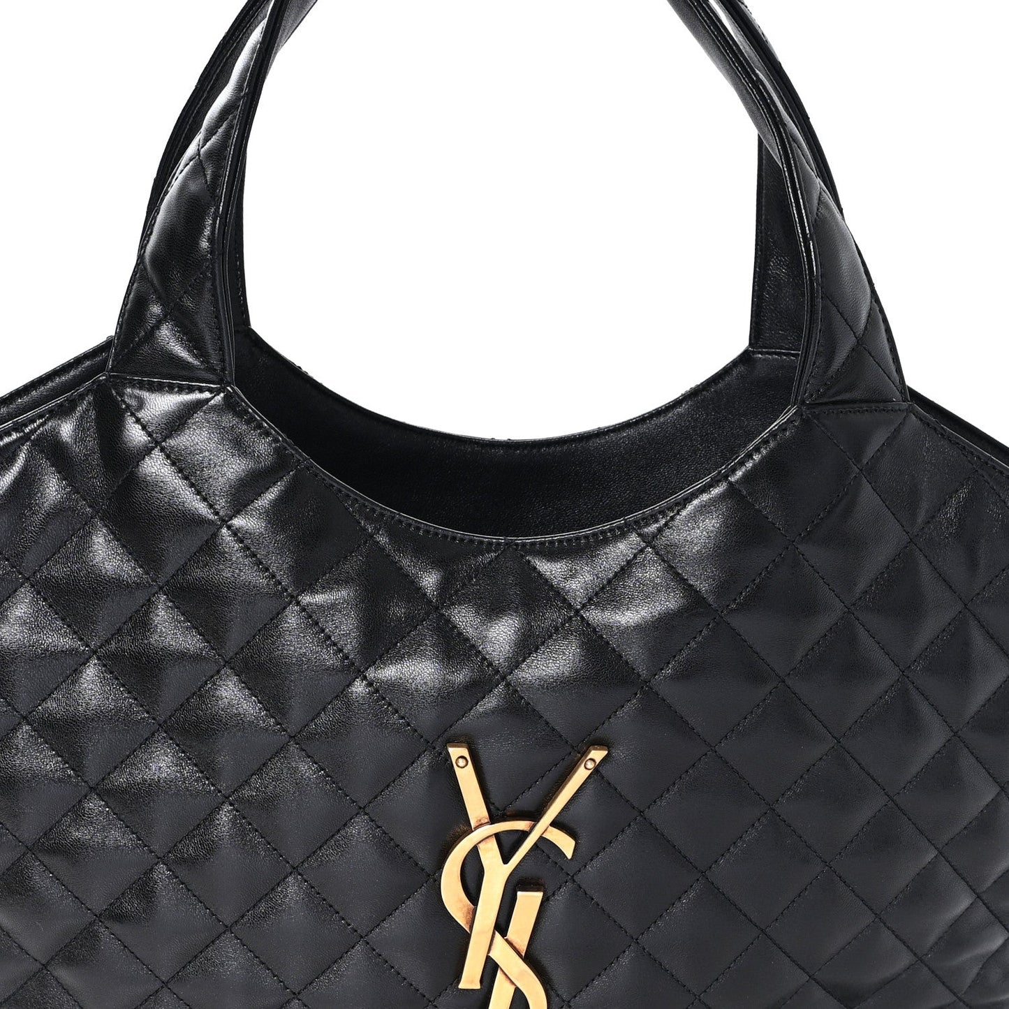 Lambskin Quilted Medium Icare Shopping Tote Black