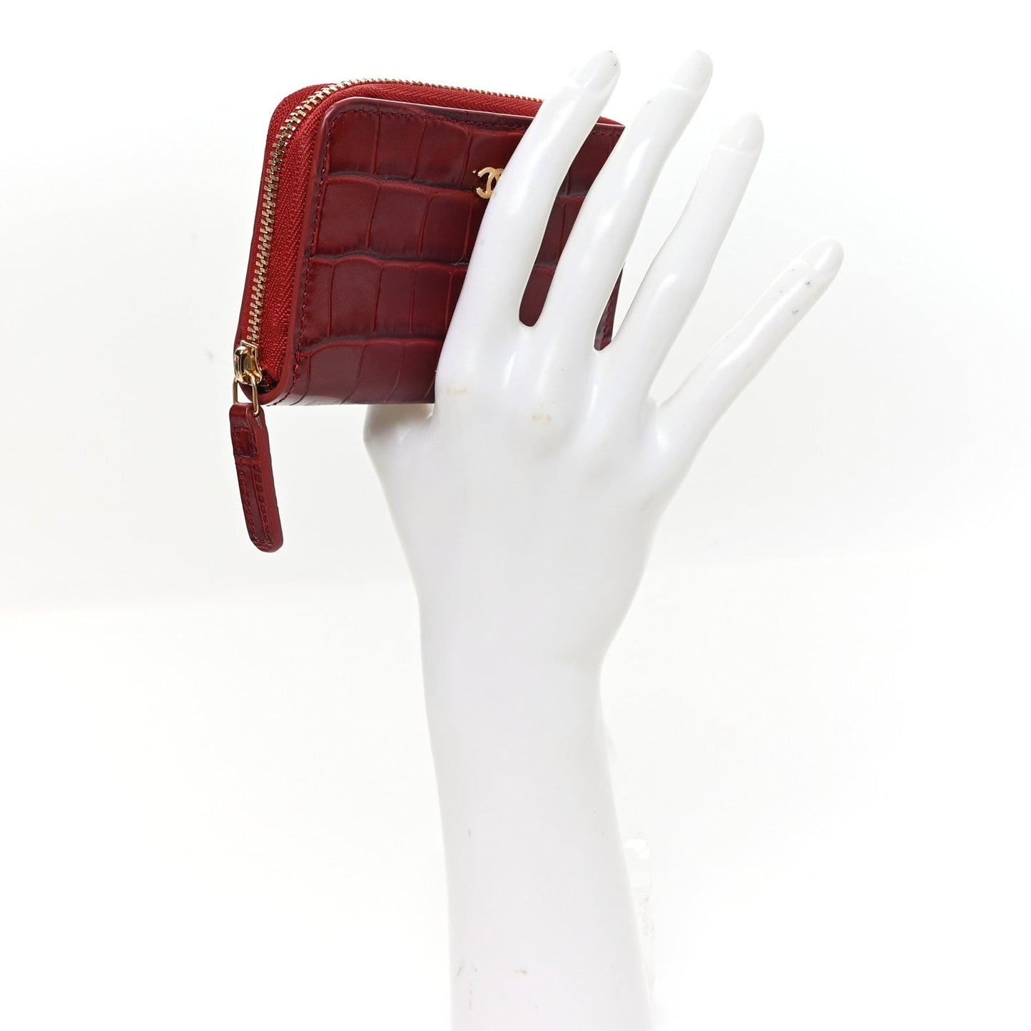 Calfskin Crocodile Embossed Crococo Coin Purse Burgundy