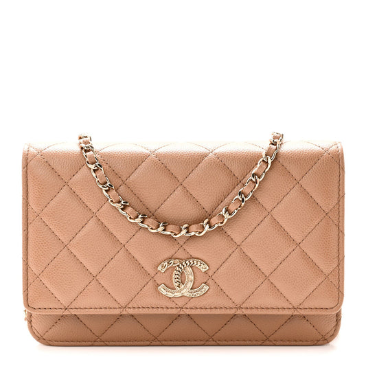 Caviar Quilted Multi Chain Wallet On Chain WOC Beige