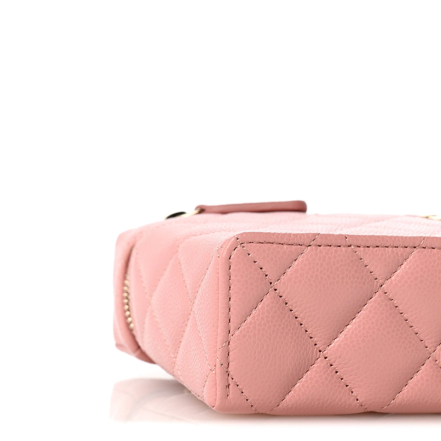 Caviar Quilted Top Handle Slim Vanity With Chain Light Pink