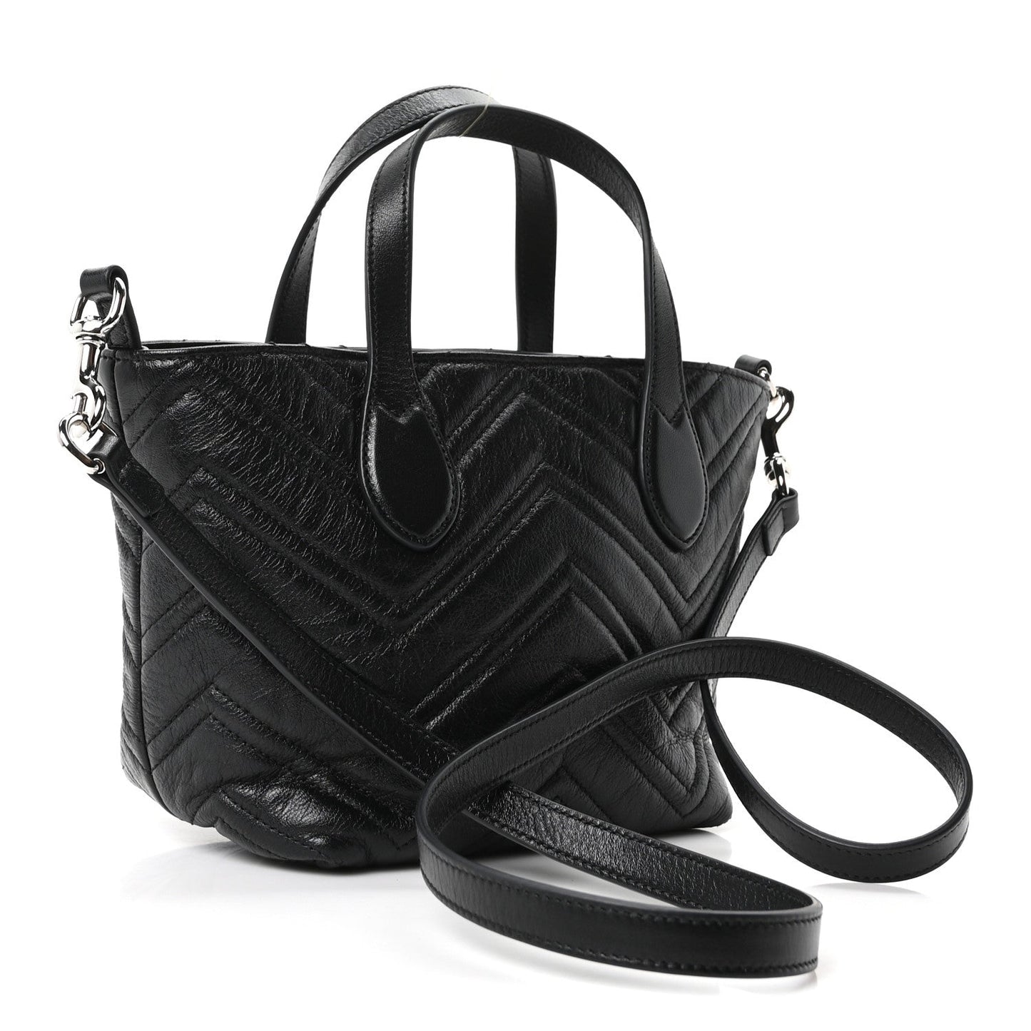 Nappa Chevron Matelasse Small GG Marmont Tote Bag Black