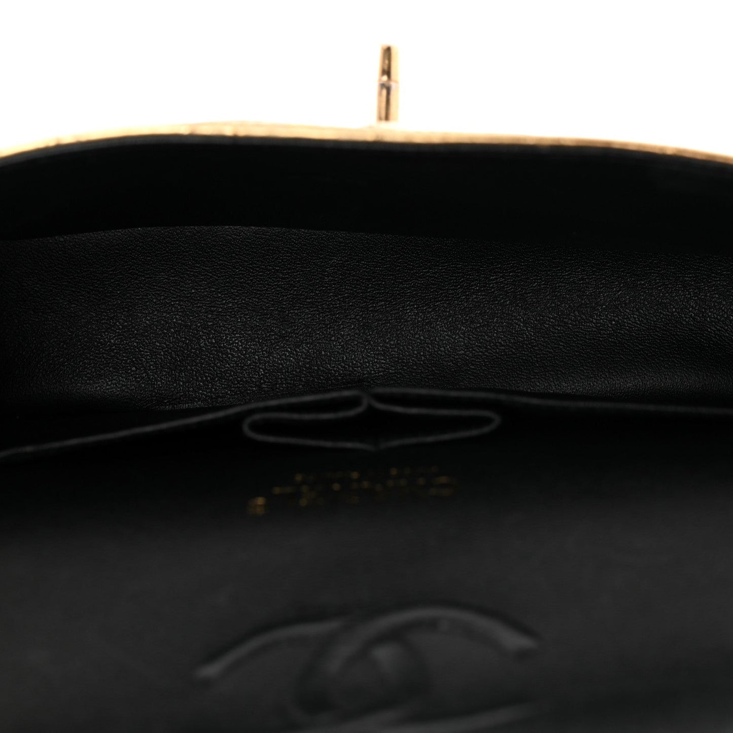 Metallic Calfskin Crocodile Embossed Cocodile Small Double Flap Gold