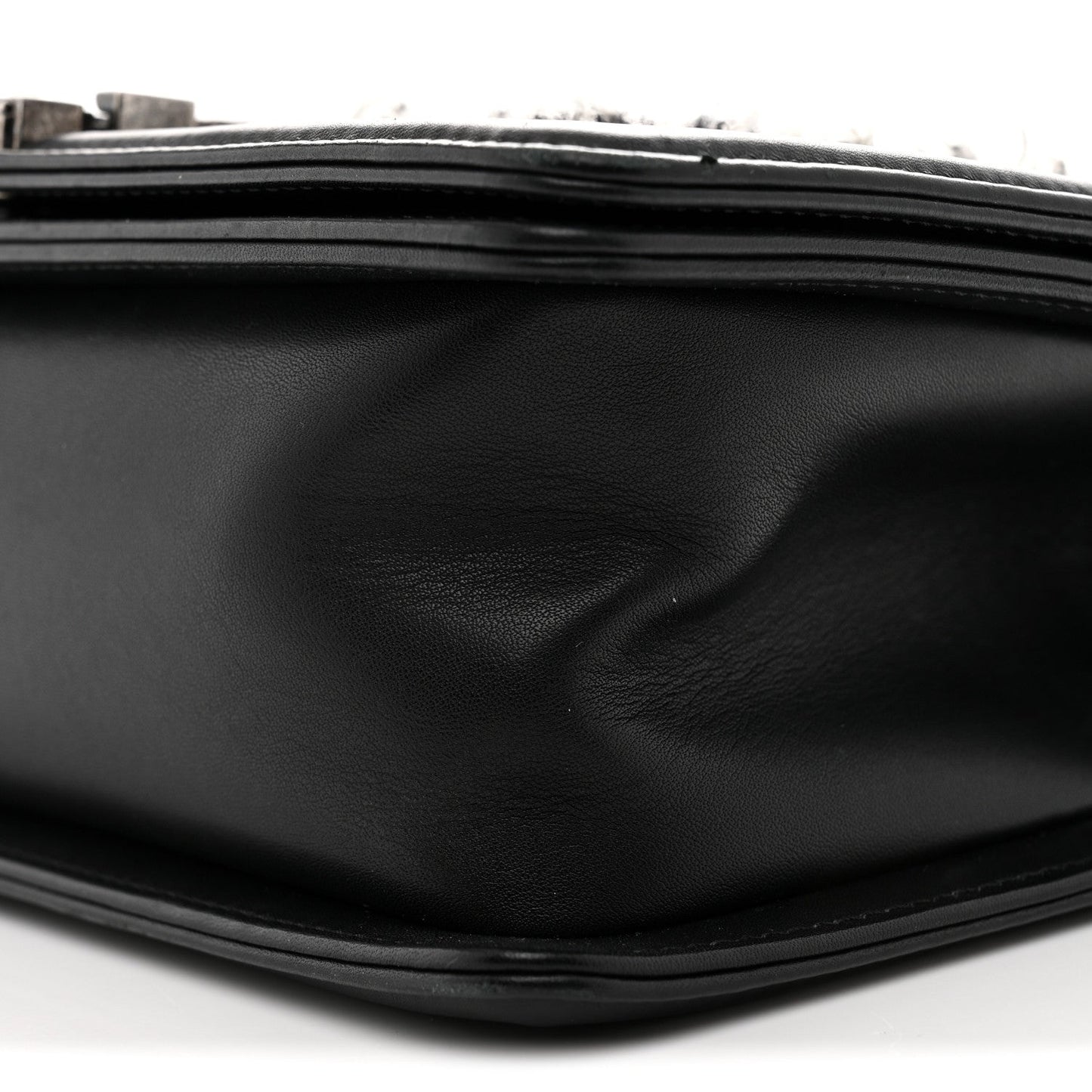 Tweed Calfskin Medium Boy Flap Black White