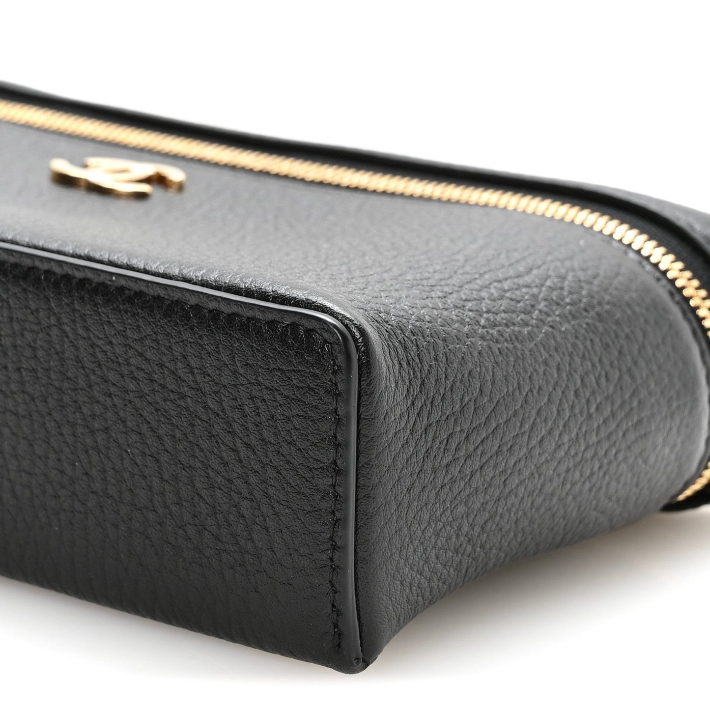 Grained Calfskin Small Supple Trapeze Vanity With Chain Black
