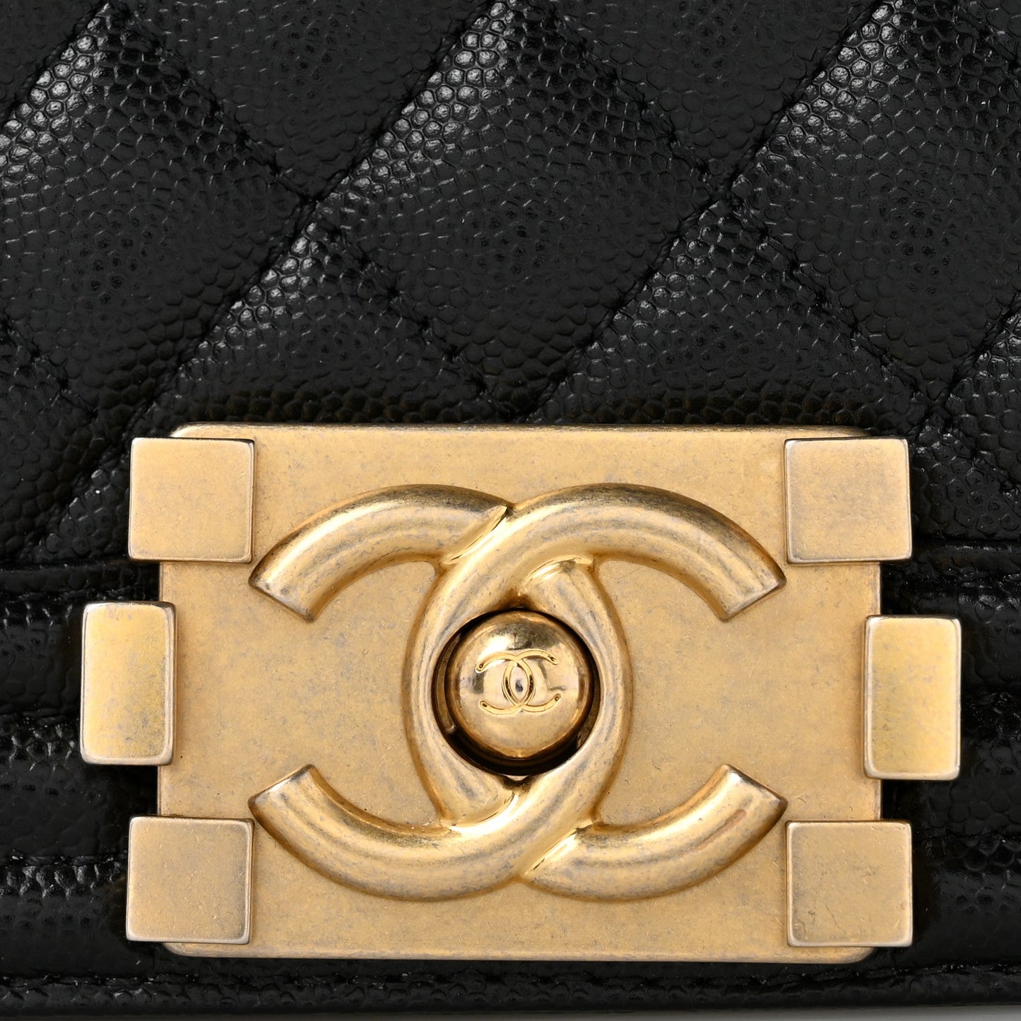 Caviar Quilted Small Boy Flap Black