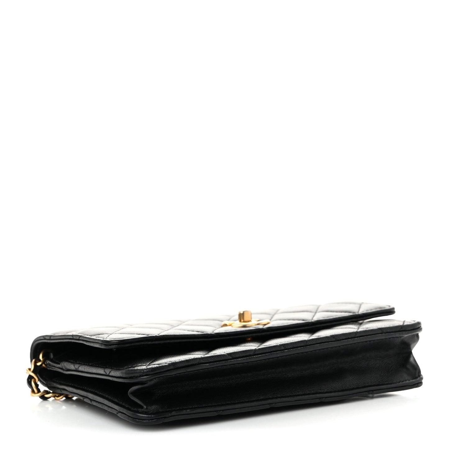 Lambskin Quilted CC Pearl Crush Wallet on Chain WOC Black
