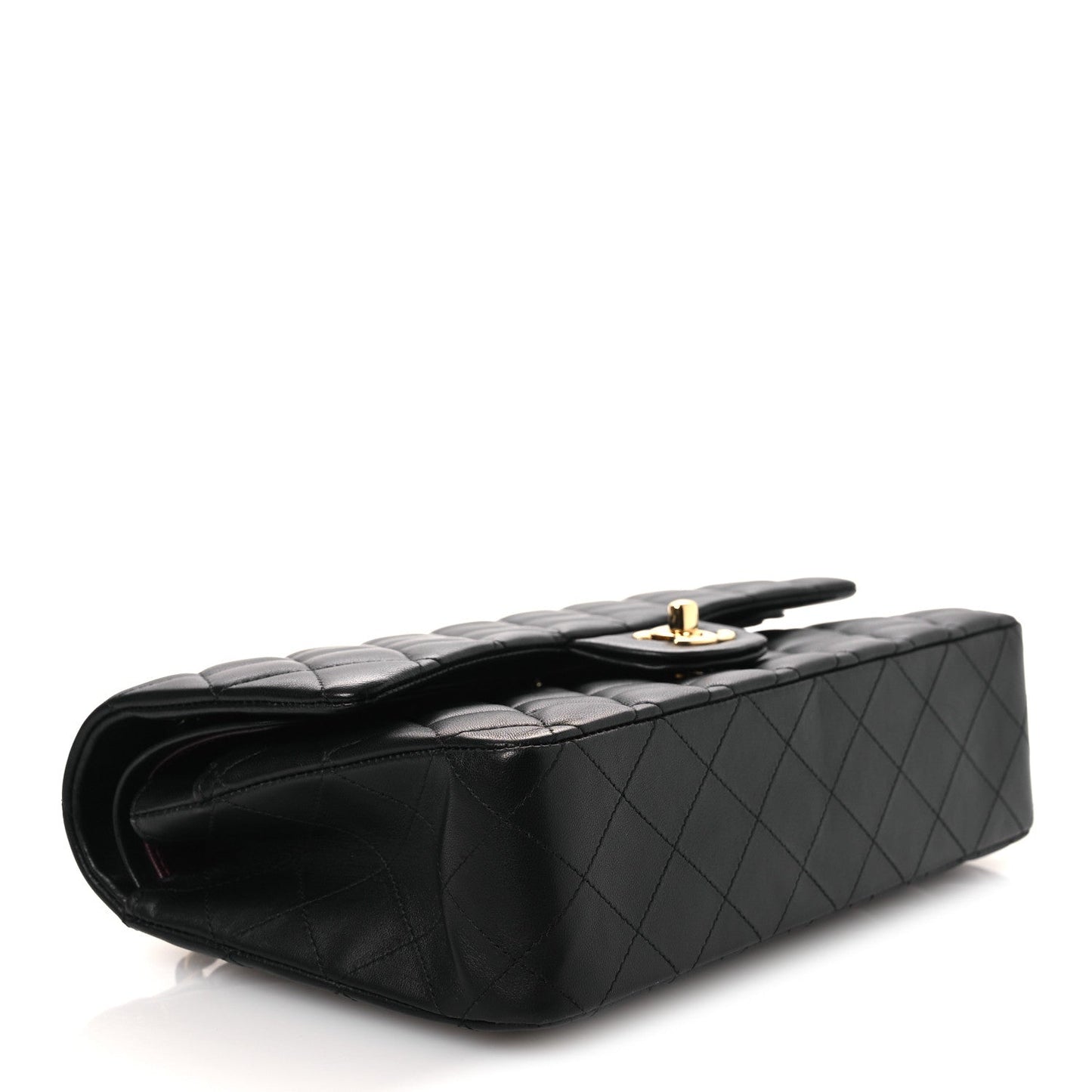 Lambskin Quilted Medium Double Flap Black
