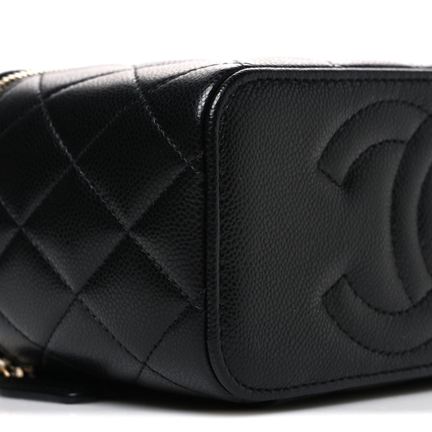 Caviar Quilted Small Vanity Case With Chain Black