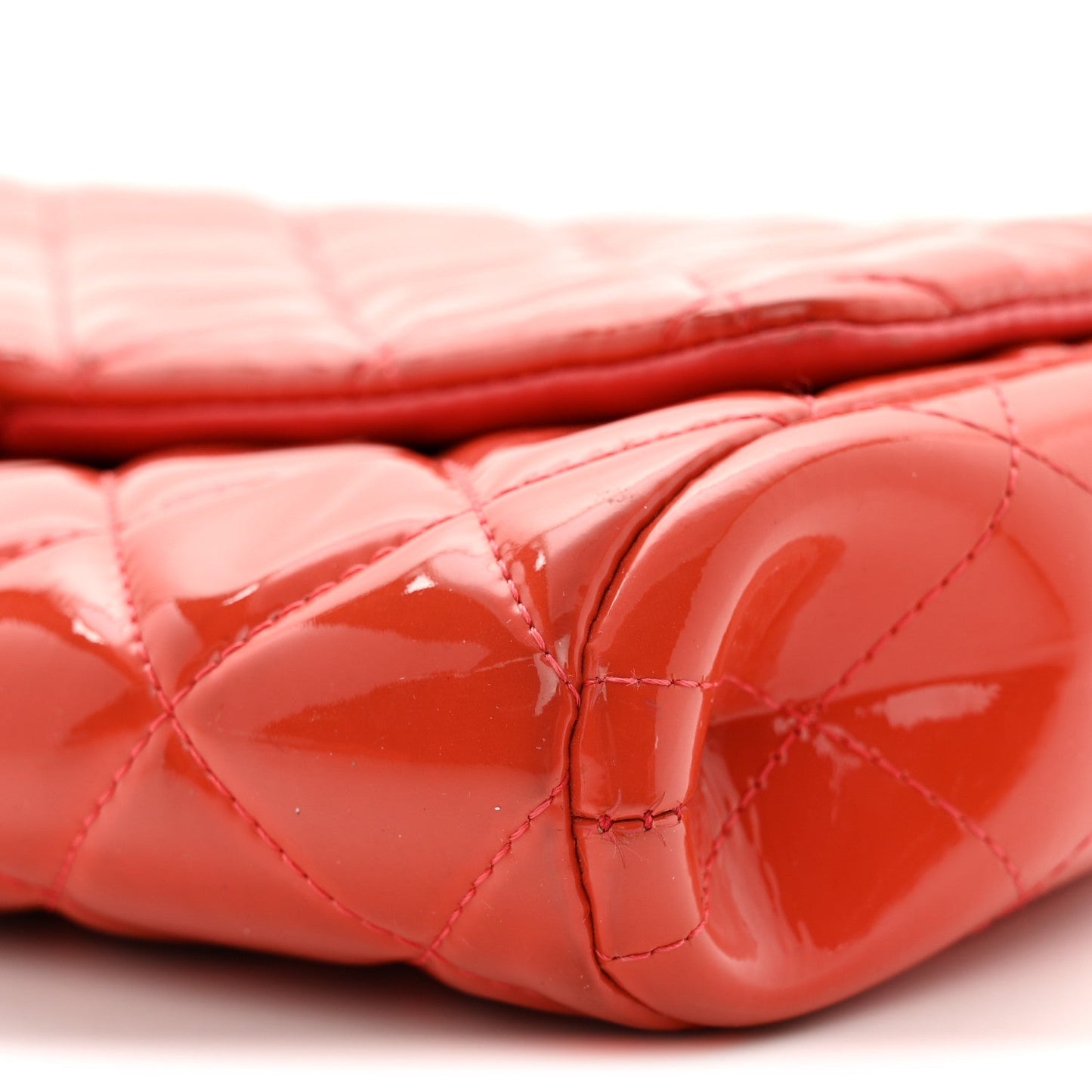 Patent Quilted Clutch with Chain Flap Dark Pink