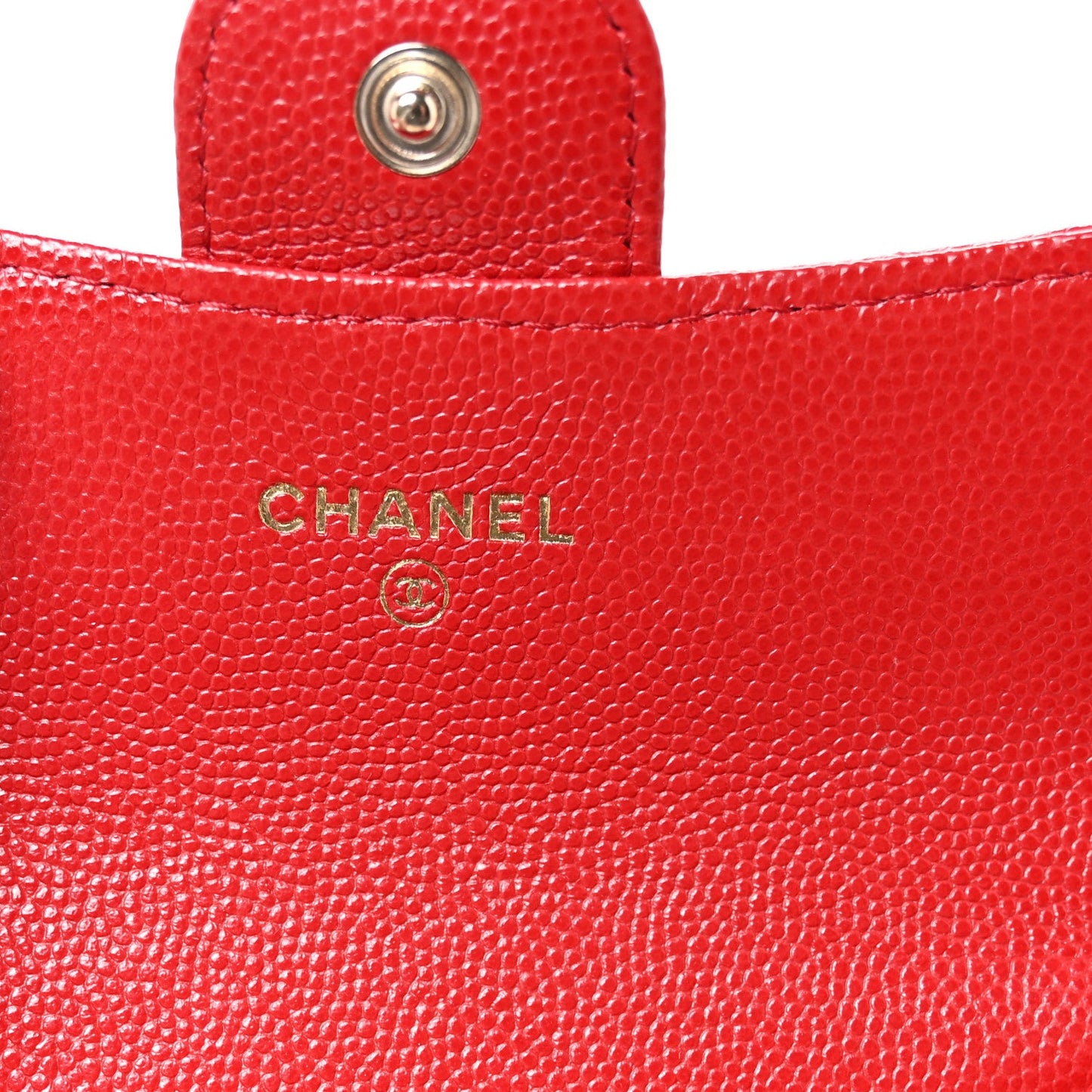 Caviar Quilted Flap Card Holder Wallet Red