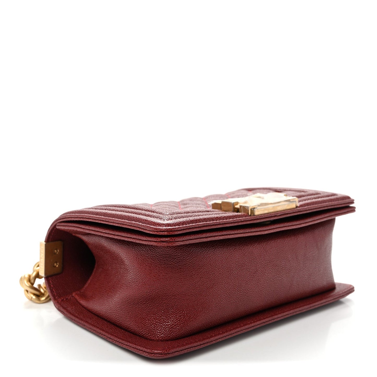 Caviar Quilted Small Boy Flap Burgundy