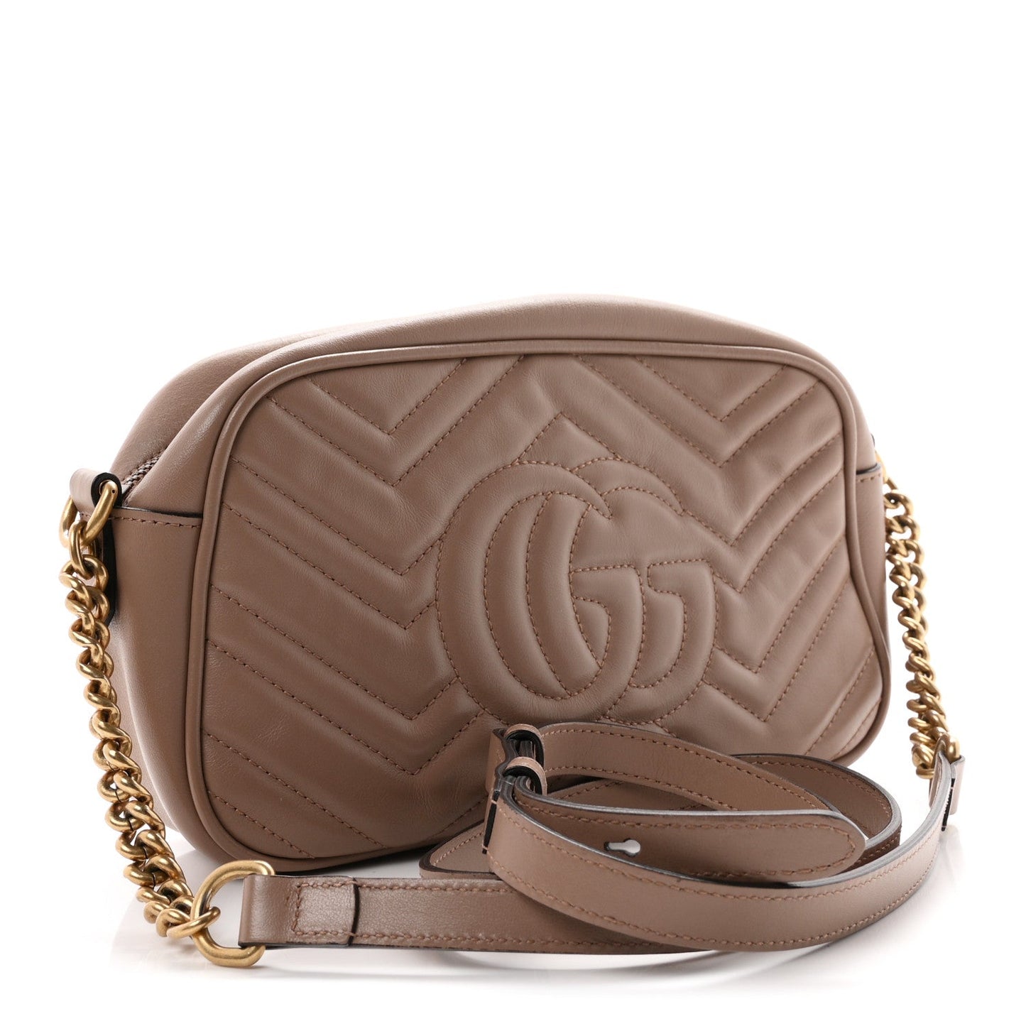 Calfskin Matelasse Small GG Marmont Chain Shoulder Bag Porcelain Rose