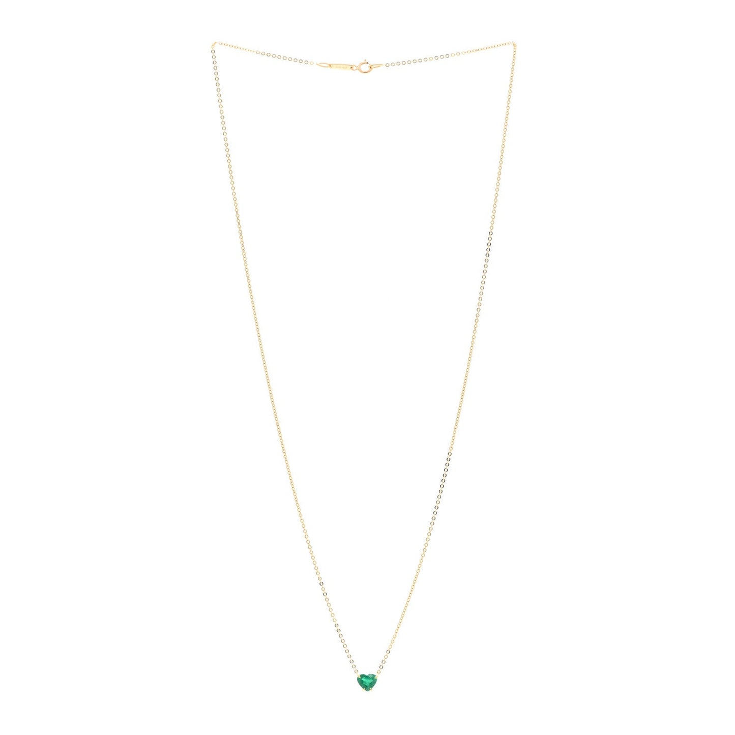 18K Yellow Gold Emerald Heart Necklace