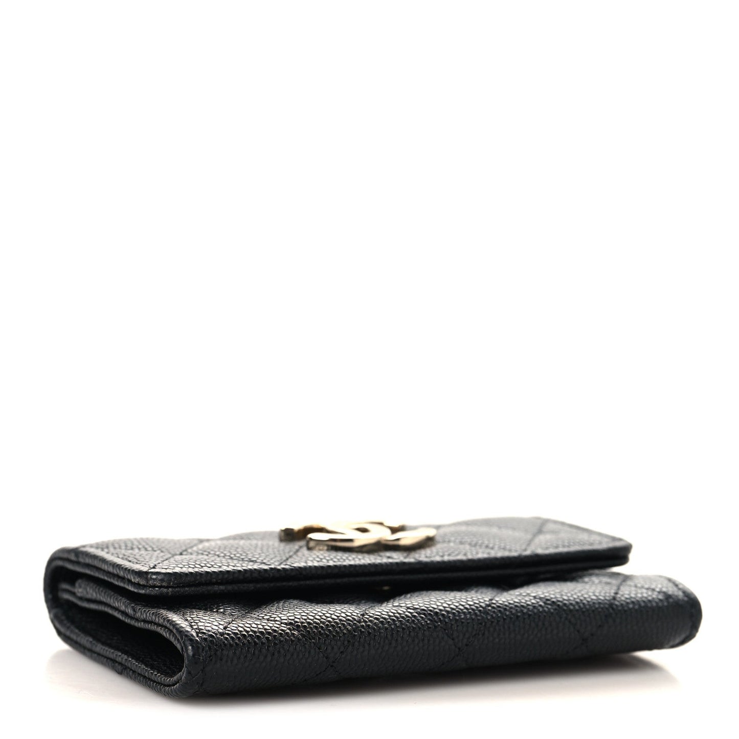 Caviar Quilted Striated CC Flap Card Holder Black
