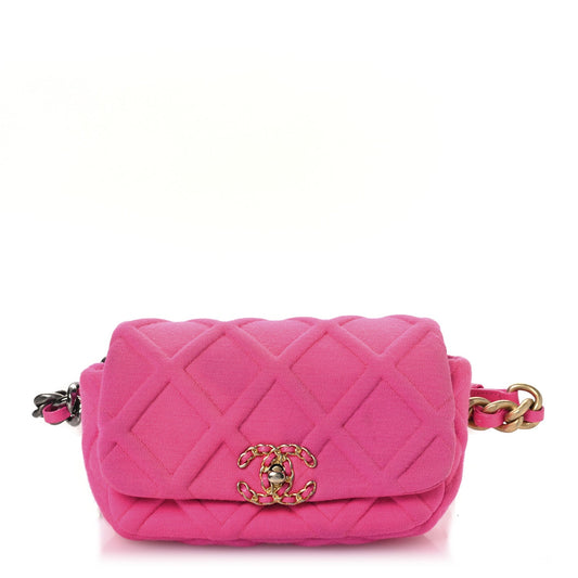 Jersey Quilted Chanel 19 Waist Bag Pink