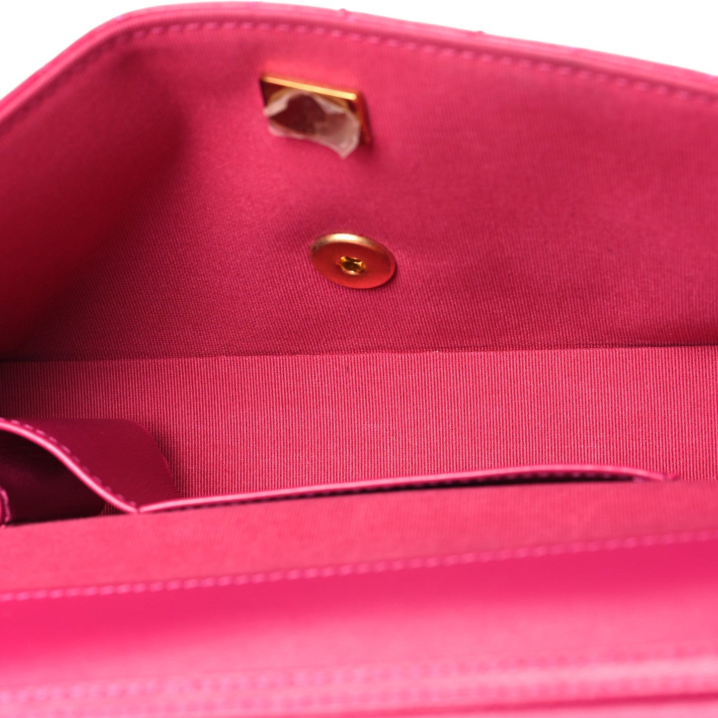 Shiny Lambskin Quilted Flap Clutch Bag Dark Pink