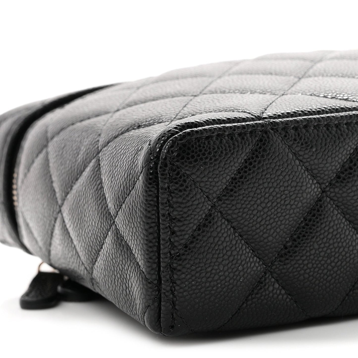 Caviar Quilted Large Top Handle Slim Vanity With Chain Black