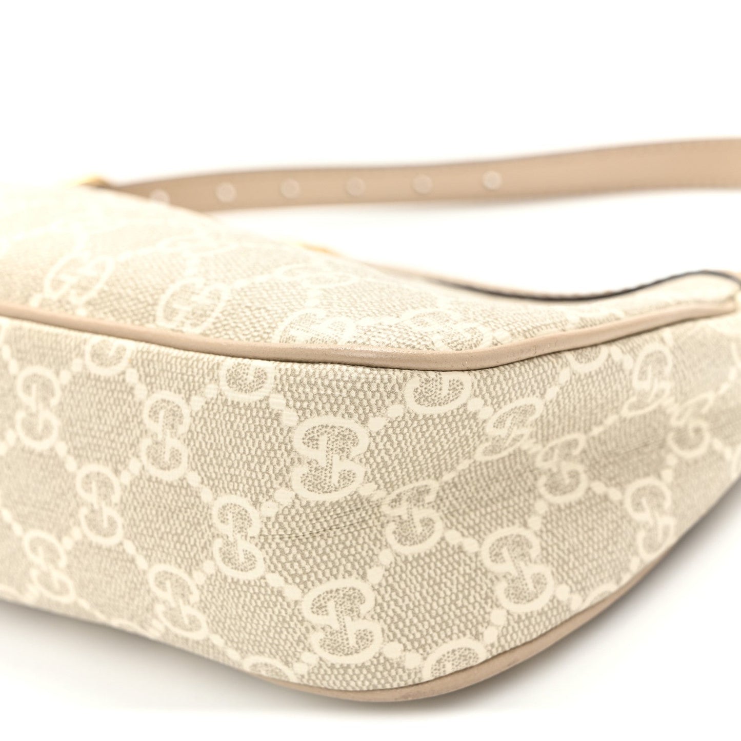 GG Supreme Monogram Textured Dollar Calfskin Small Ophidia Hobo Beige Mystic White Oatmeal