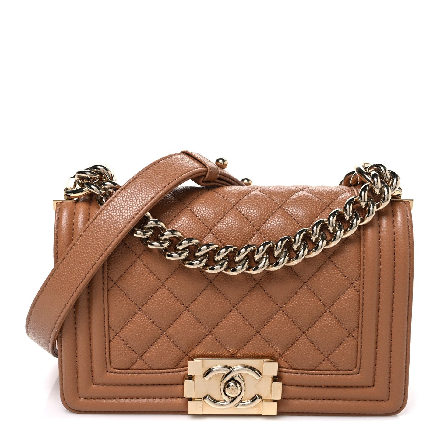 Caviar Quilted Small Boy Flap Brown