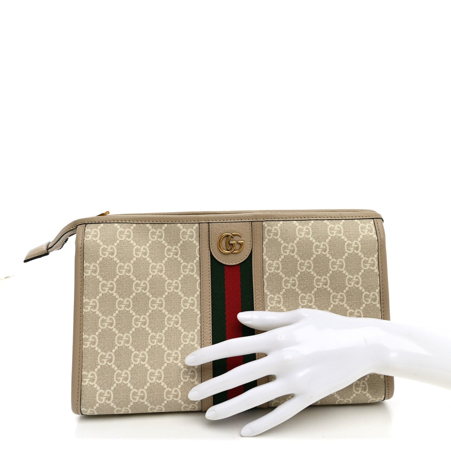 GG Supreme Monogram Web Ophidia GG Toiletry Case Beige Mystic White Oatmeal
