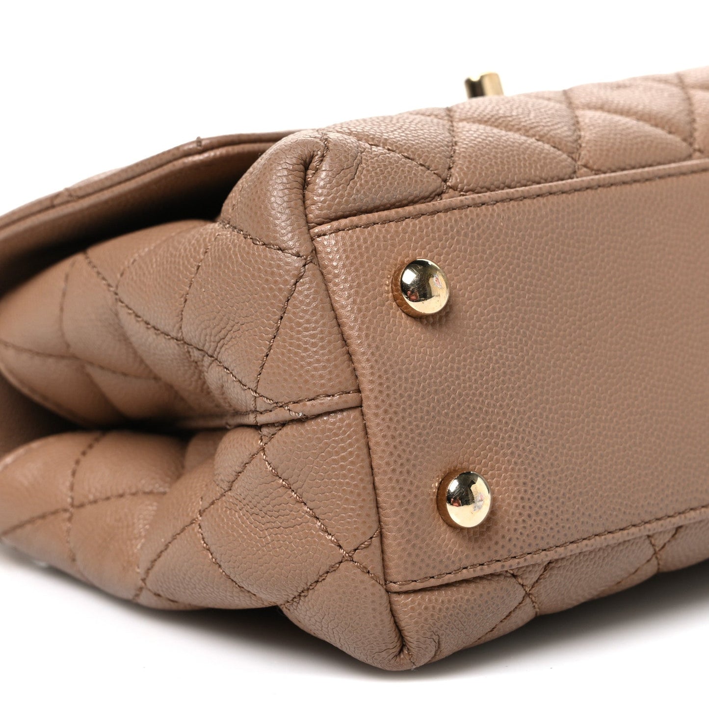 Caviar Quilted Mini Coco Handle Flap Beige