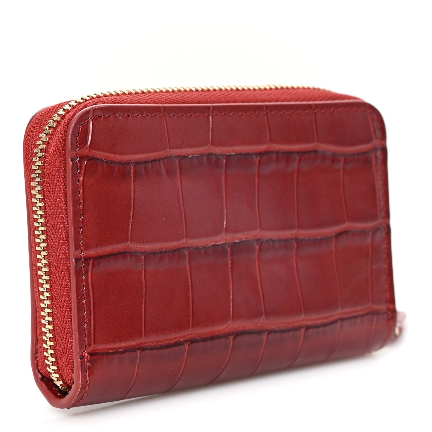 Calfskin Crocodile Embossed Crococo Coin Purse Burgundy