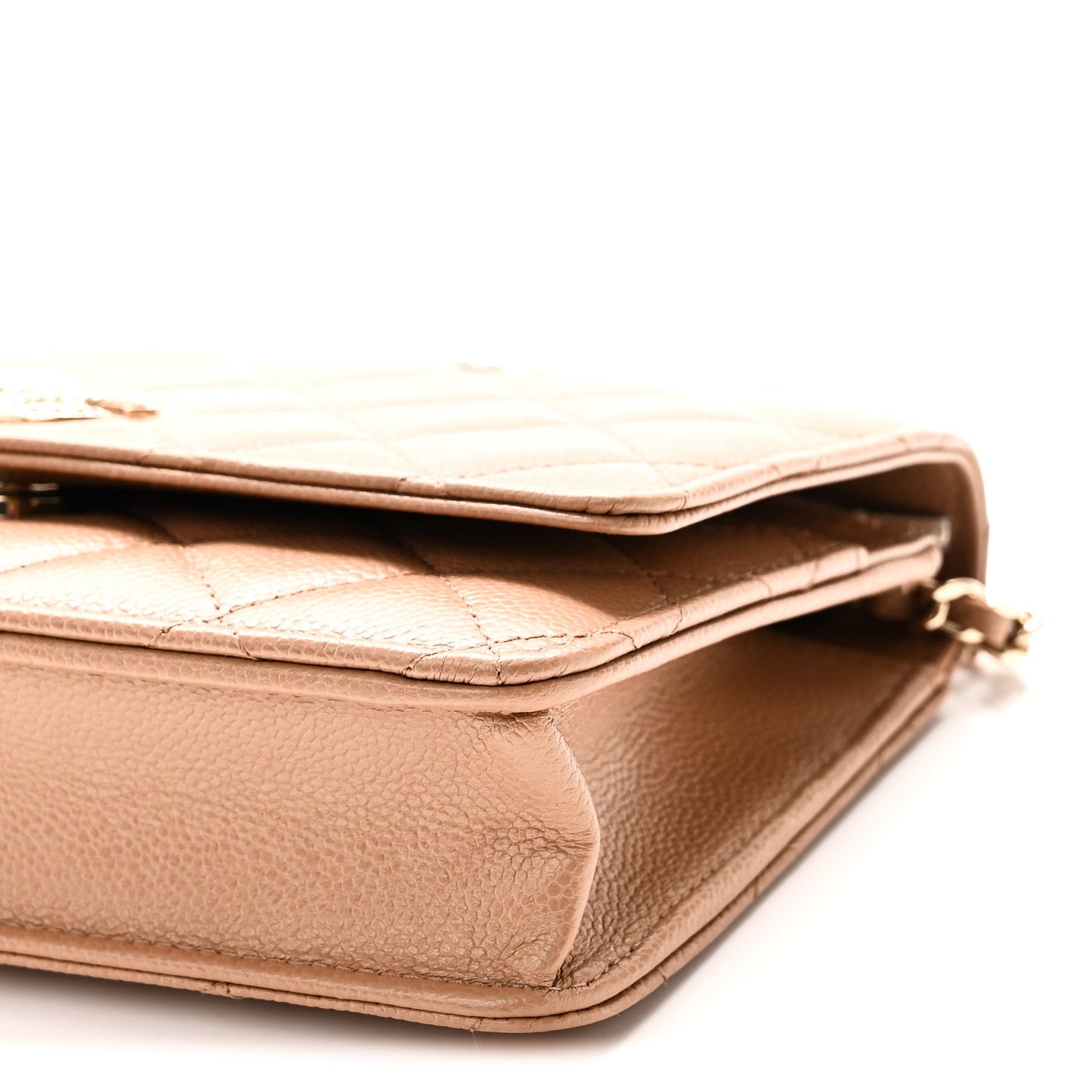Caviar Quilted Multi Chain Wallet On Chain WOC Beige