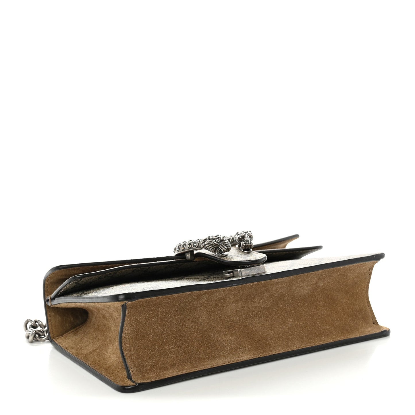 GG Supreme Monogram Suede Crystal Small Dionysus Shoulder Bag Beige Ebony Taupe