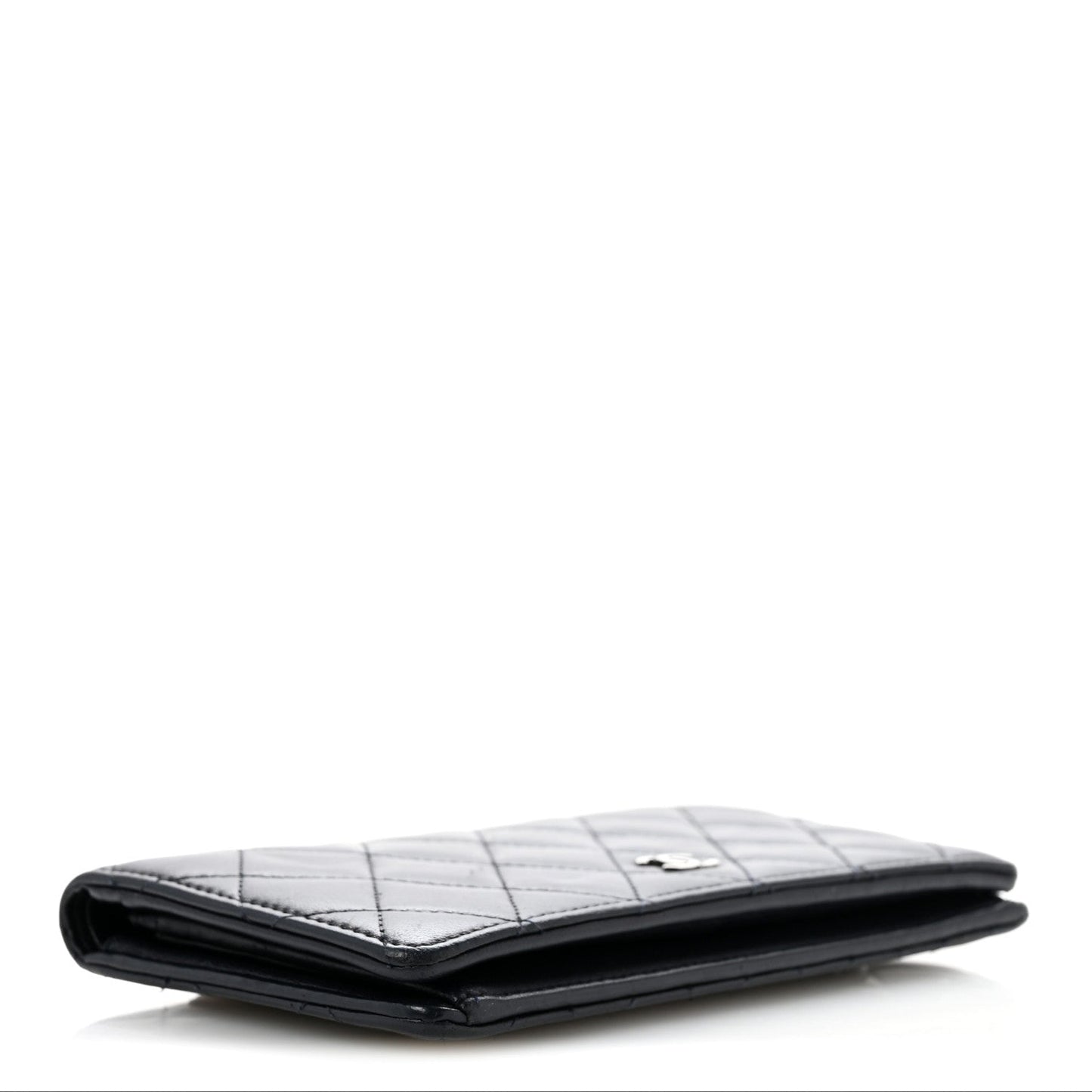 Lambskin Quilted Yen Wallet Blue