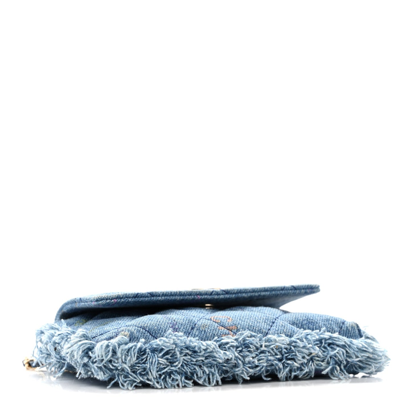 Denim Quilted Denim Mood Clutch With Chain Blue Multicolor
