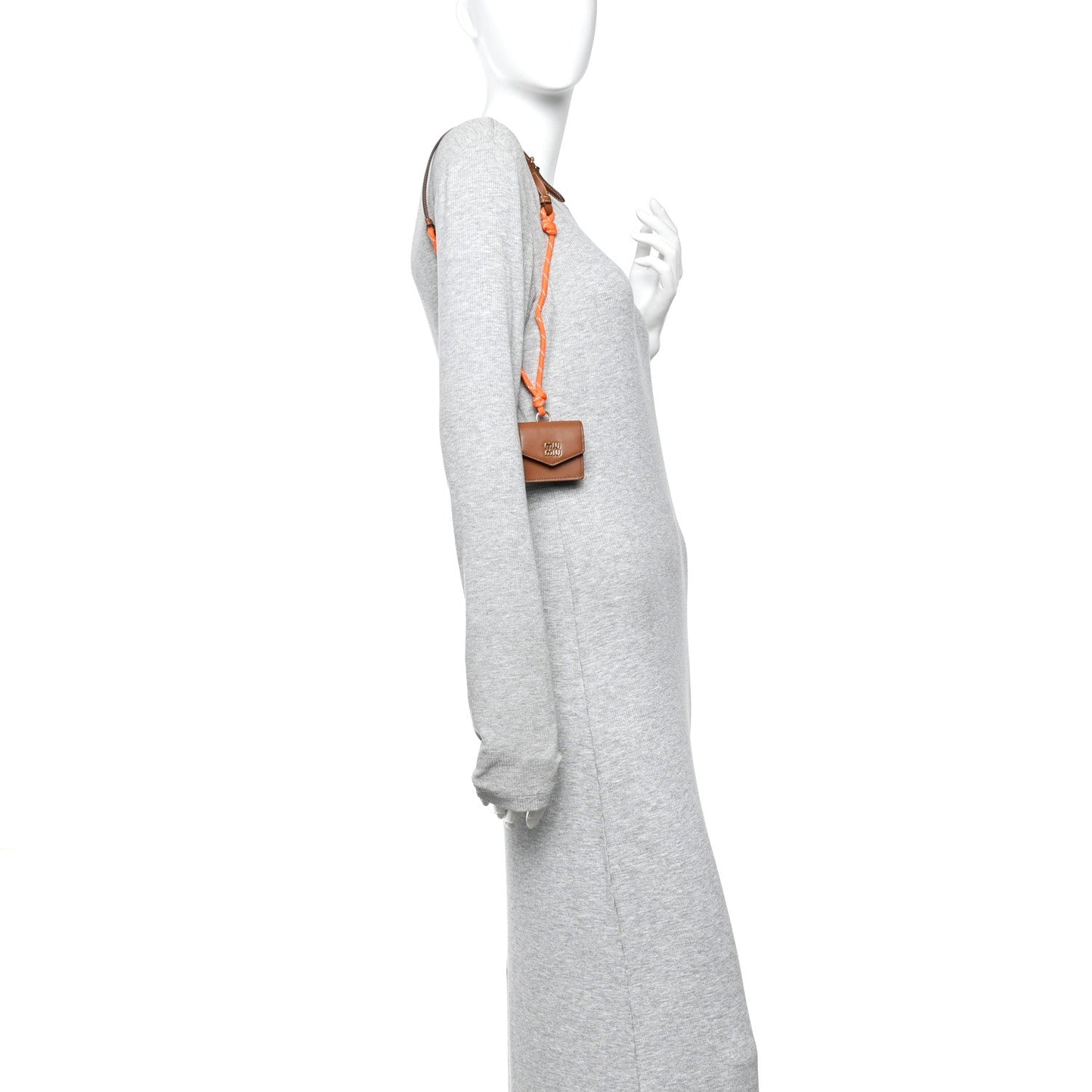 Nappa Flap Pouch Bag Charm Cognac Orange