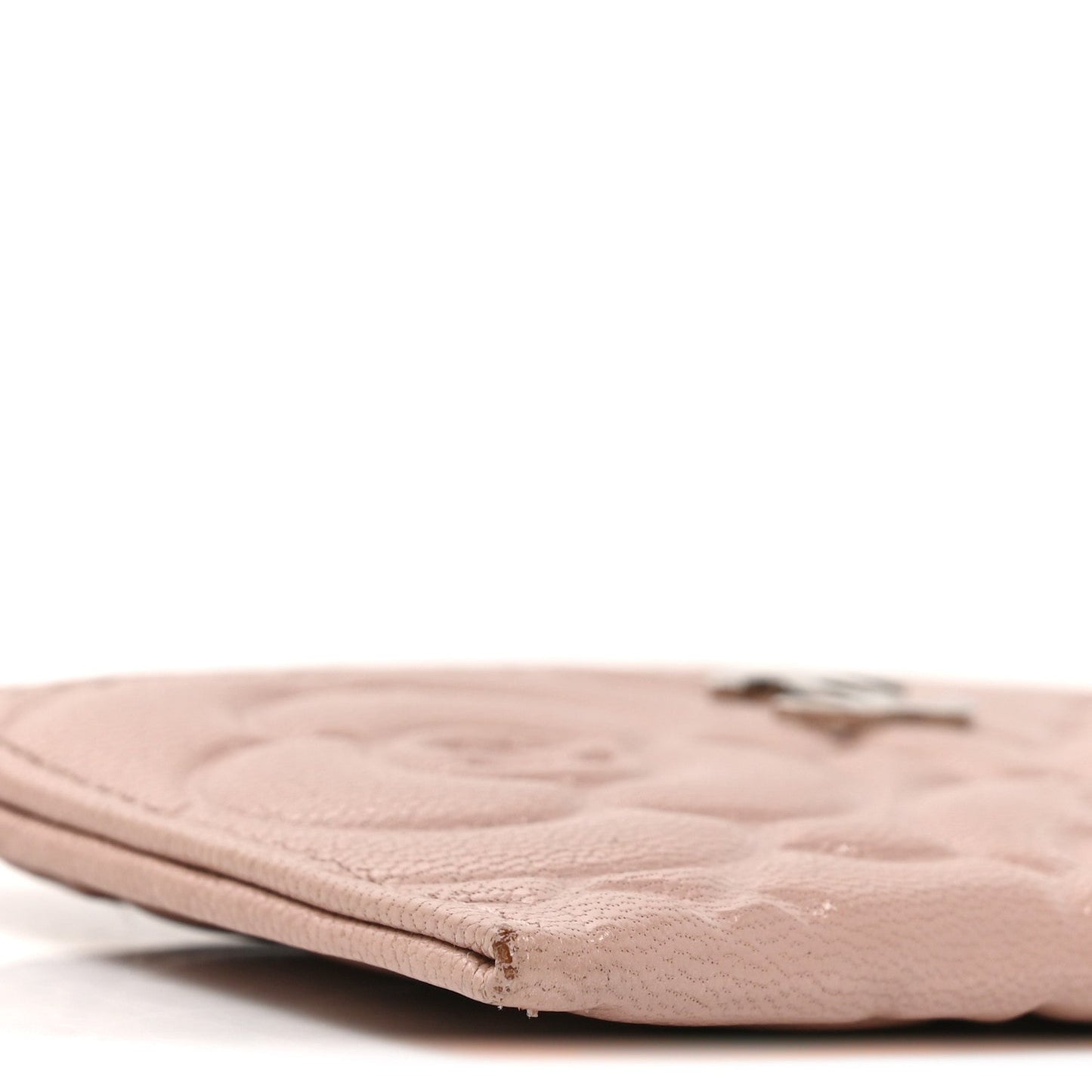 Goatskin Camellia Embossed Card Holder Light Pink