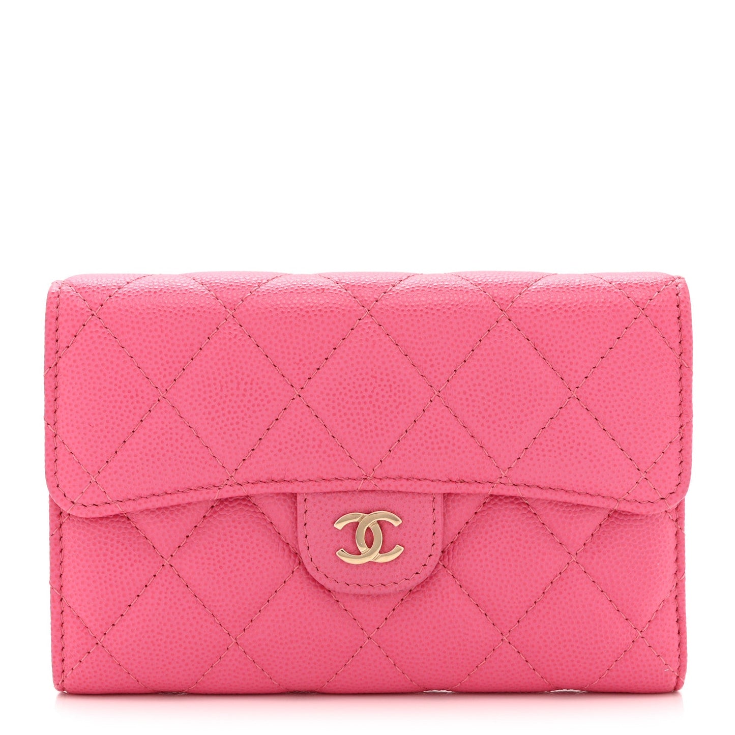 Caviar Quilted Medium Flap Wallet Pink