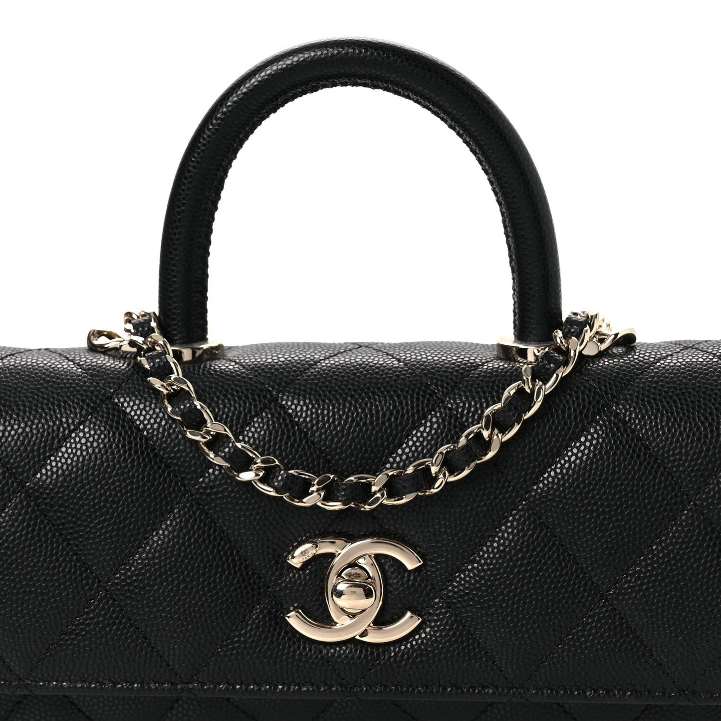 Caviar Quilted Maxi East West Coco Handle Flap Black