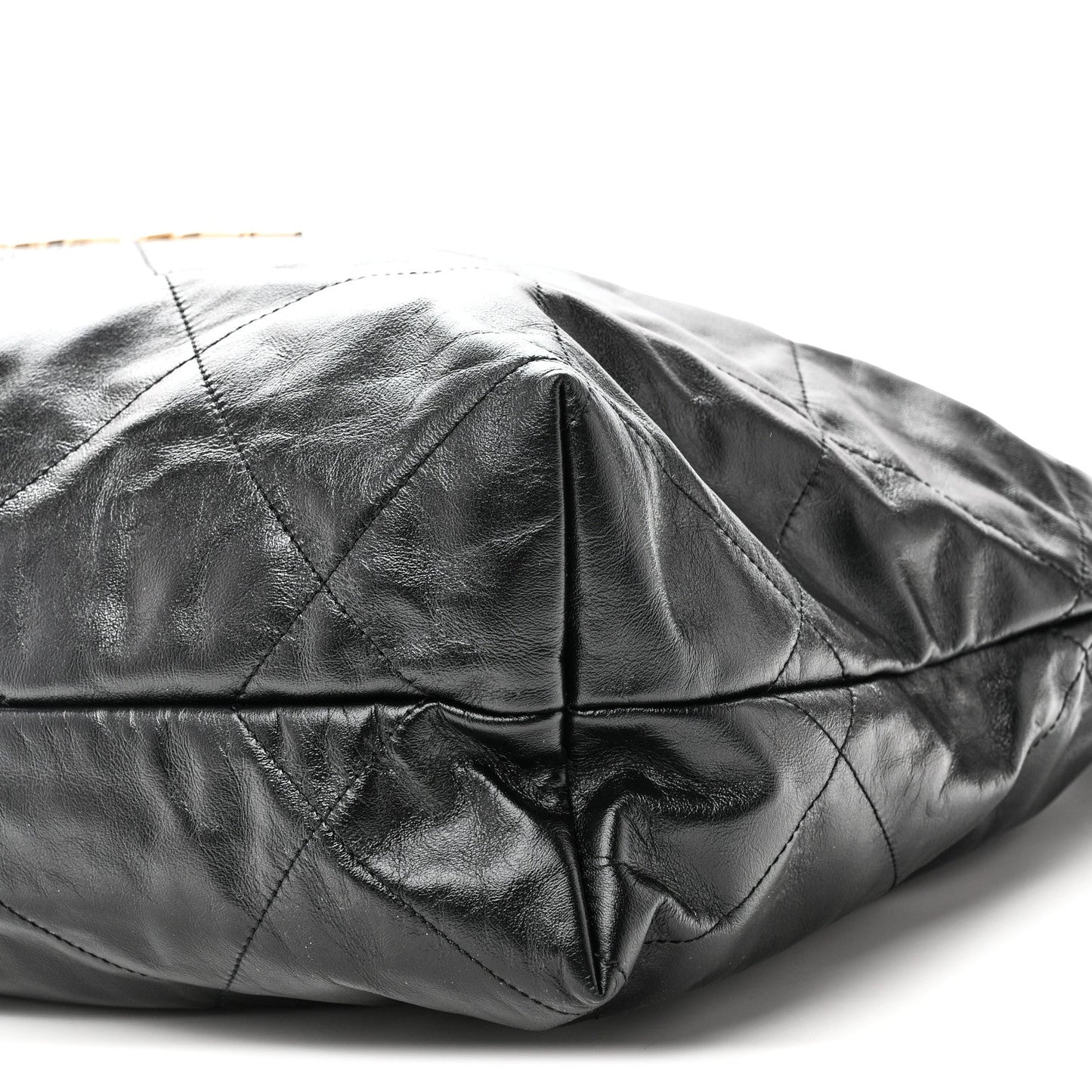 Shiny Calfskin Quilted Large Chanel 22 East West  Black