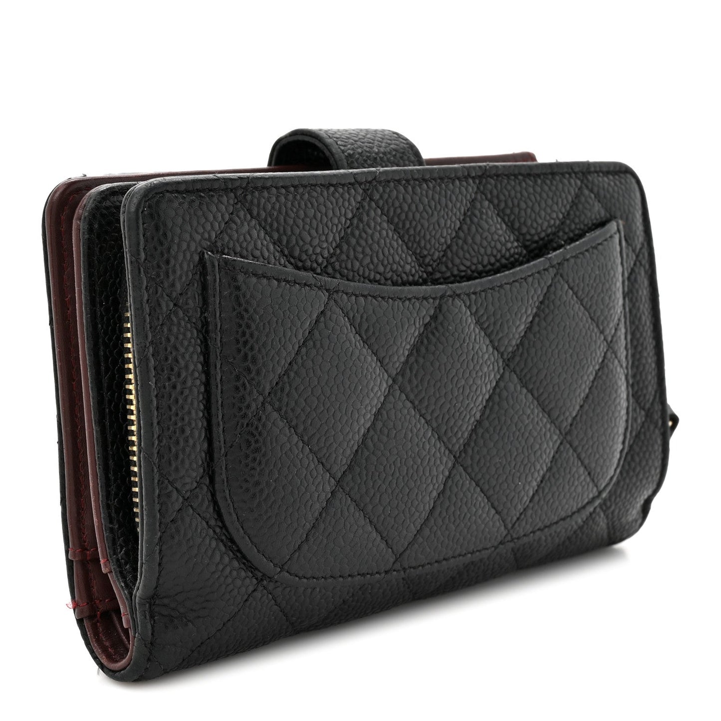 Caviar Quilted Zipped Pocket Wallet Black