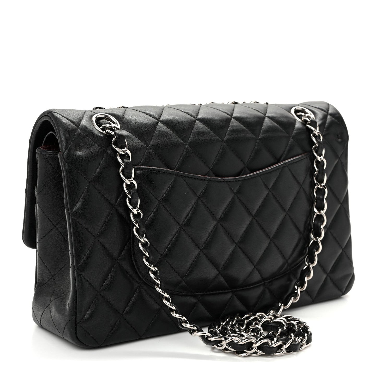Lambskin Quilted Medium Double Flap  Black