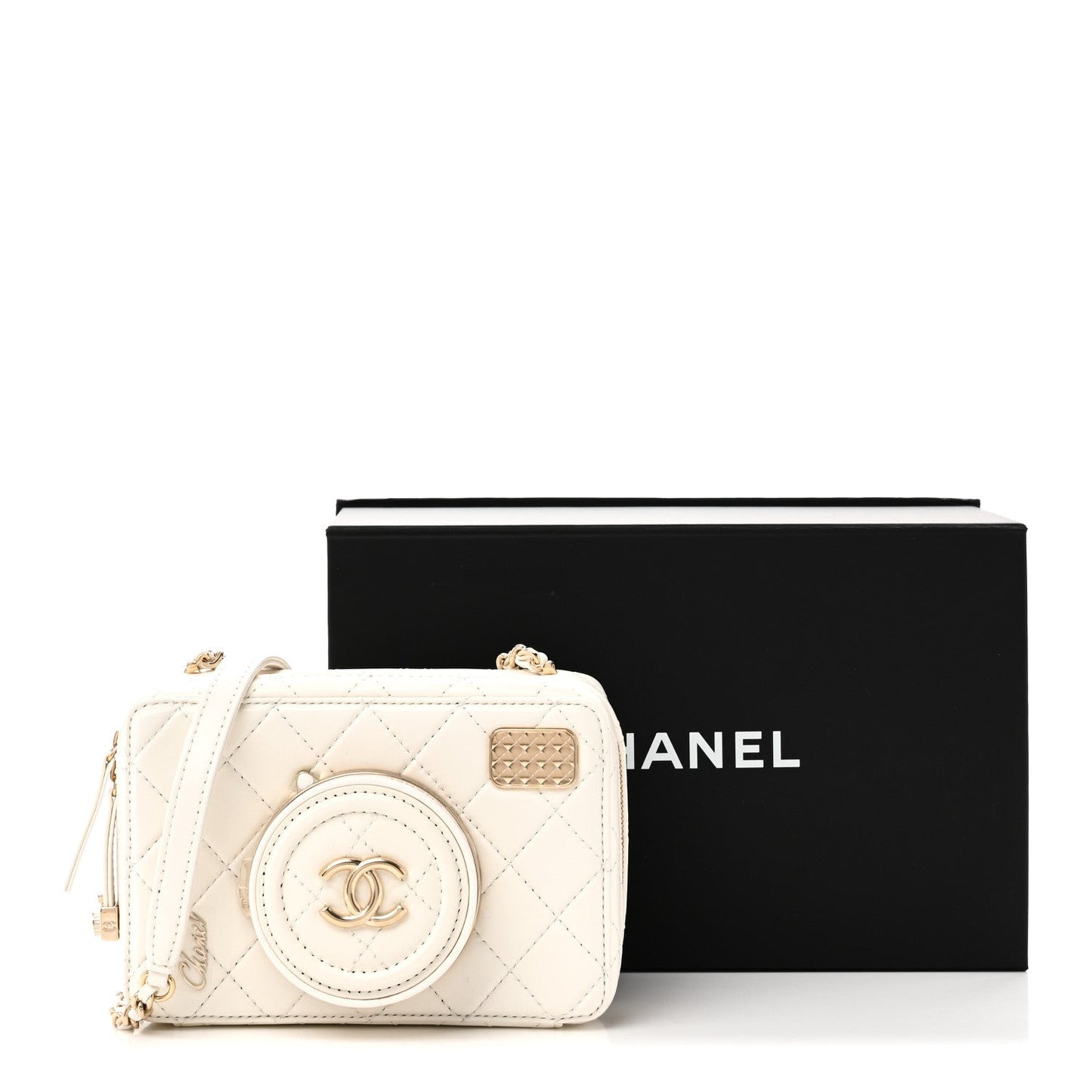 Lambskin Quilted Coco Click Bag White