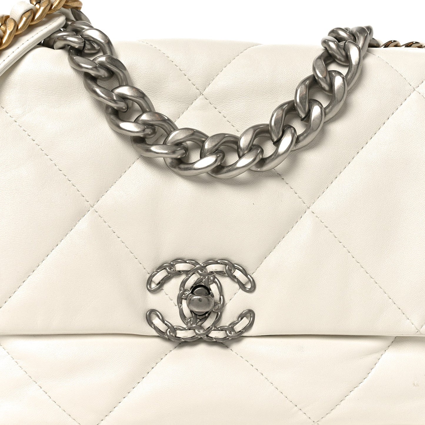 Quilted Large Chanel 19 Flap White