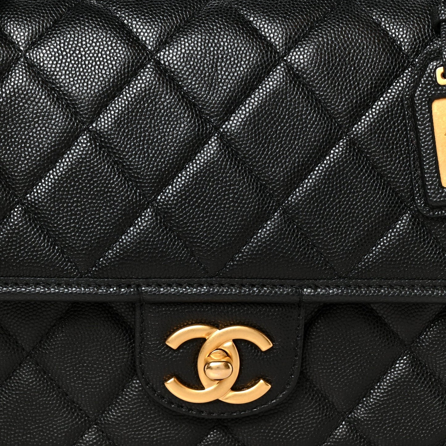 Caviar Quilted School Memory Small Top Handle Flap Black