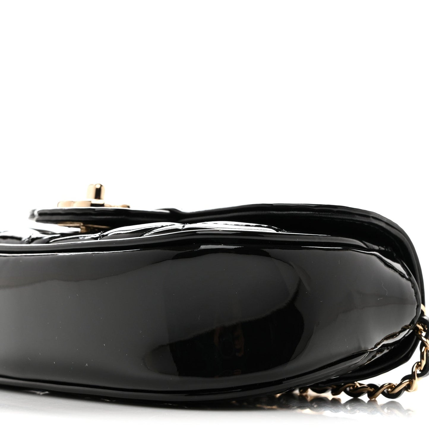 Patent Calfskin Quilted Mini Clutch Black