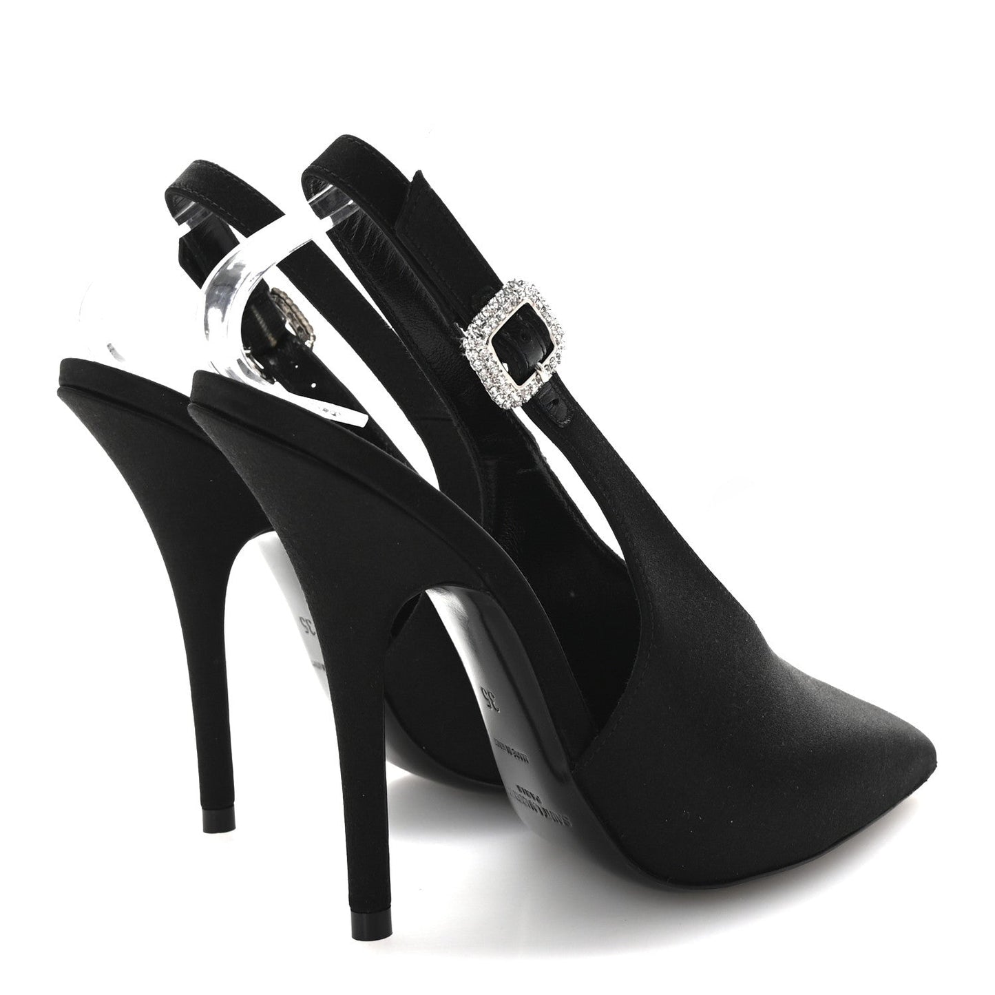 Silk Satin Yasmeen 115 Slingback Pumps 35 Black