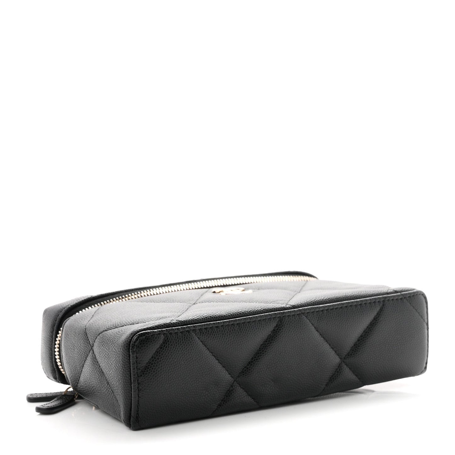 Caviar Quilted Top Handle Slim Vanity With Chain Black