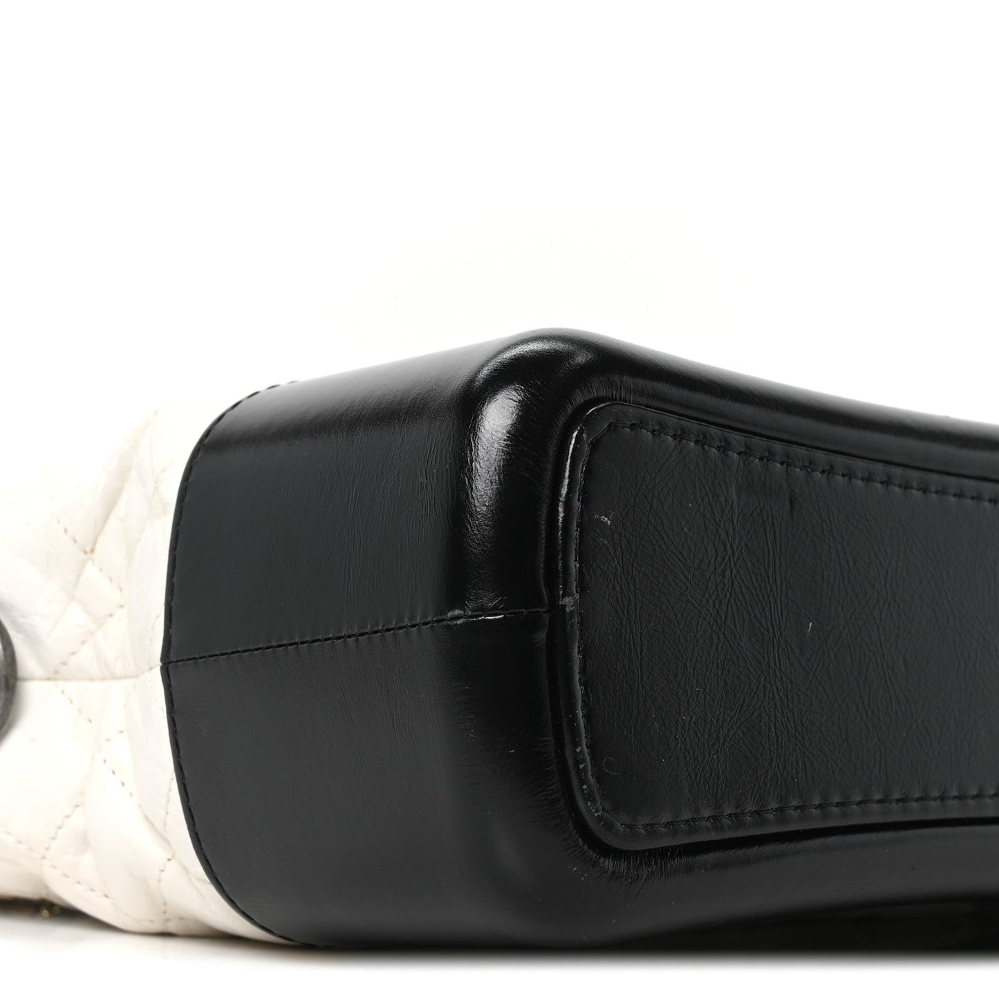 Aged Calfskin Quilted Medium Gabrielle Hobo Black White