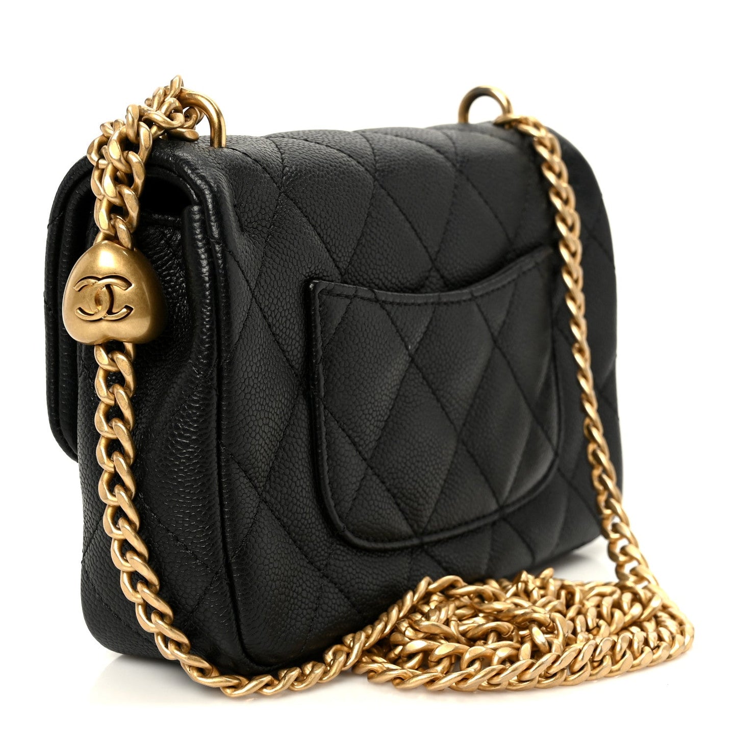 Caviar Quilted Mini Sweetheart Rectangular Flap Black