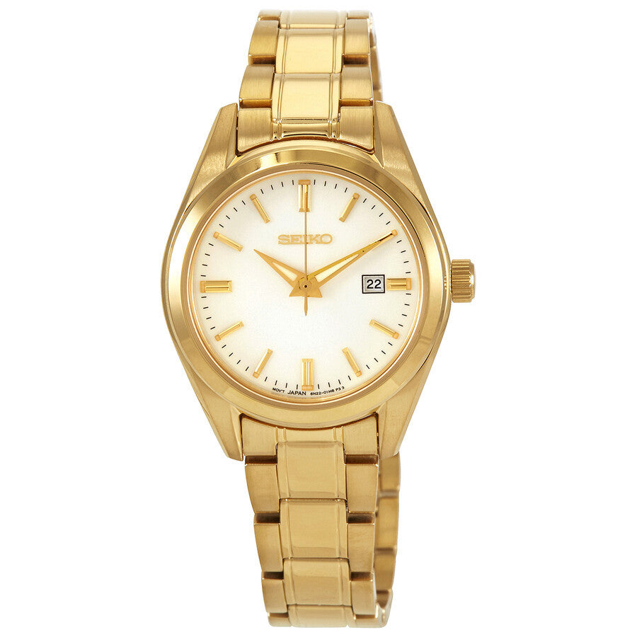 Seiko Ladies SUR632P1 Discover More White Dial Golden Watch