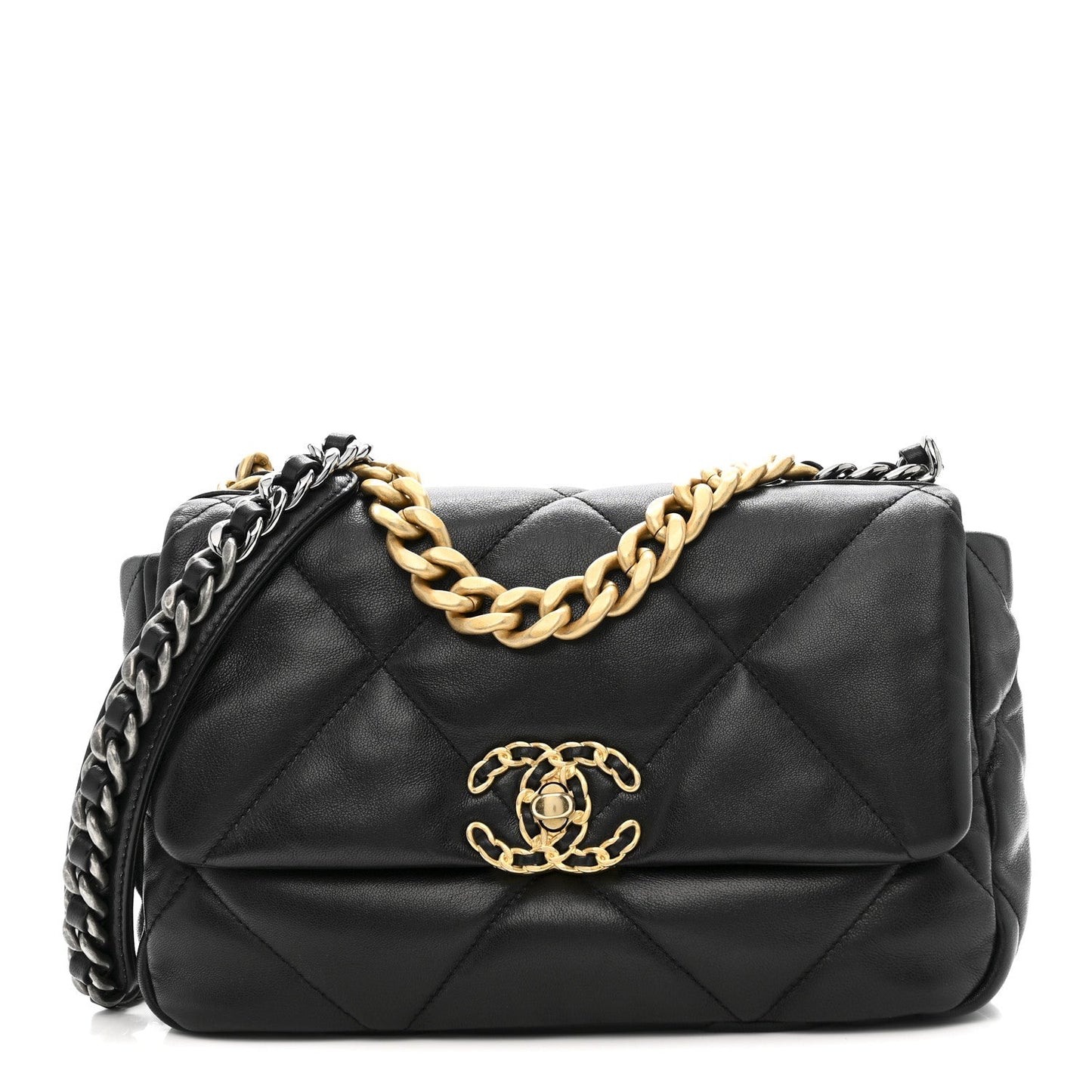 Lambskin Quilted Medium Chanel 19 Flap Black