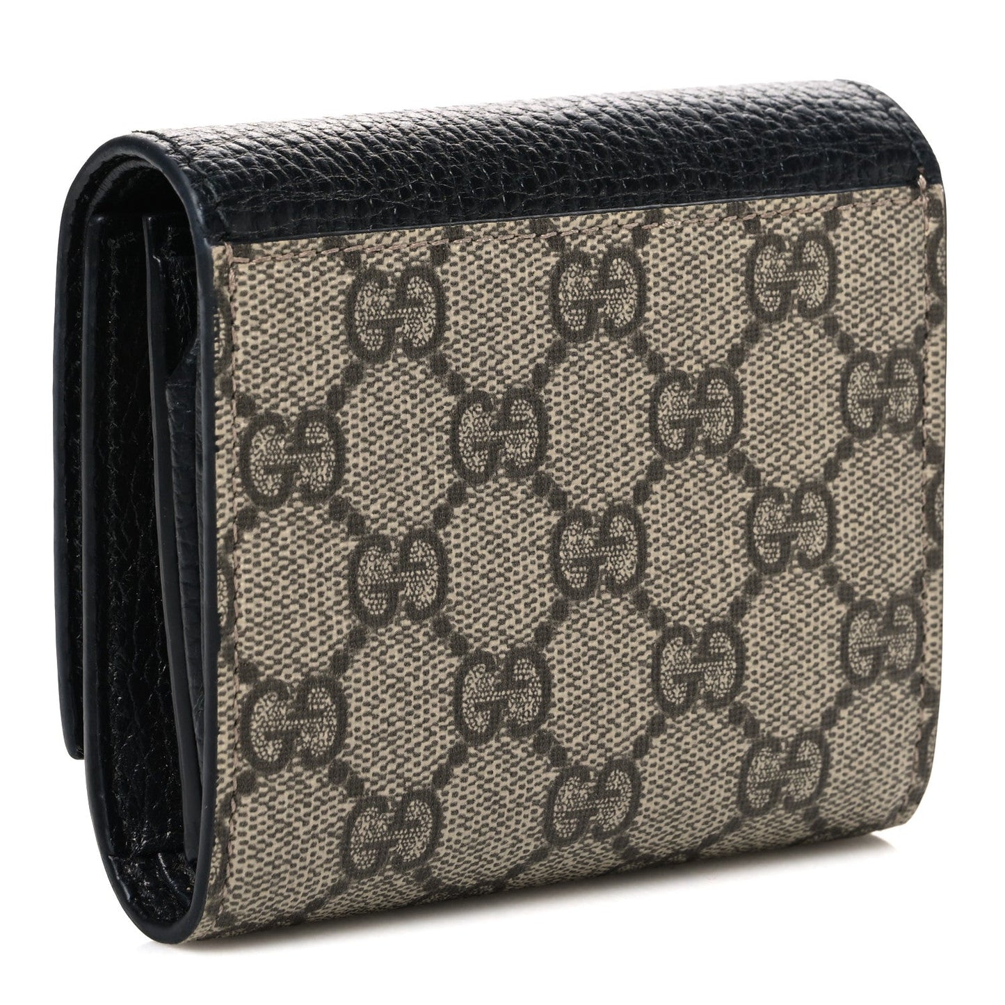 Dollar Calfskin GG Supreme Monogram Medium GG Marmont Wallet Black Beige Ebony