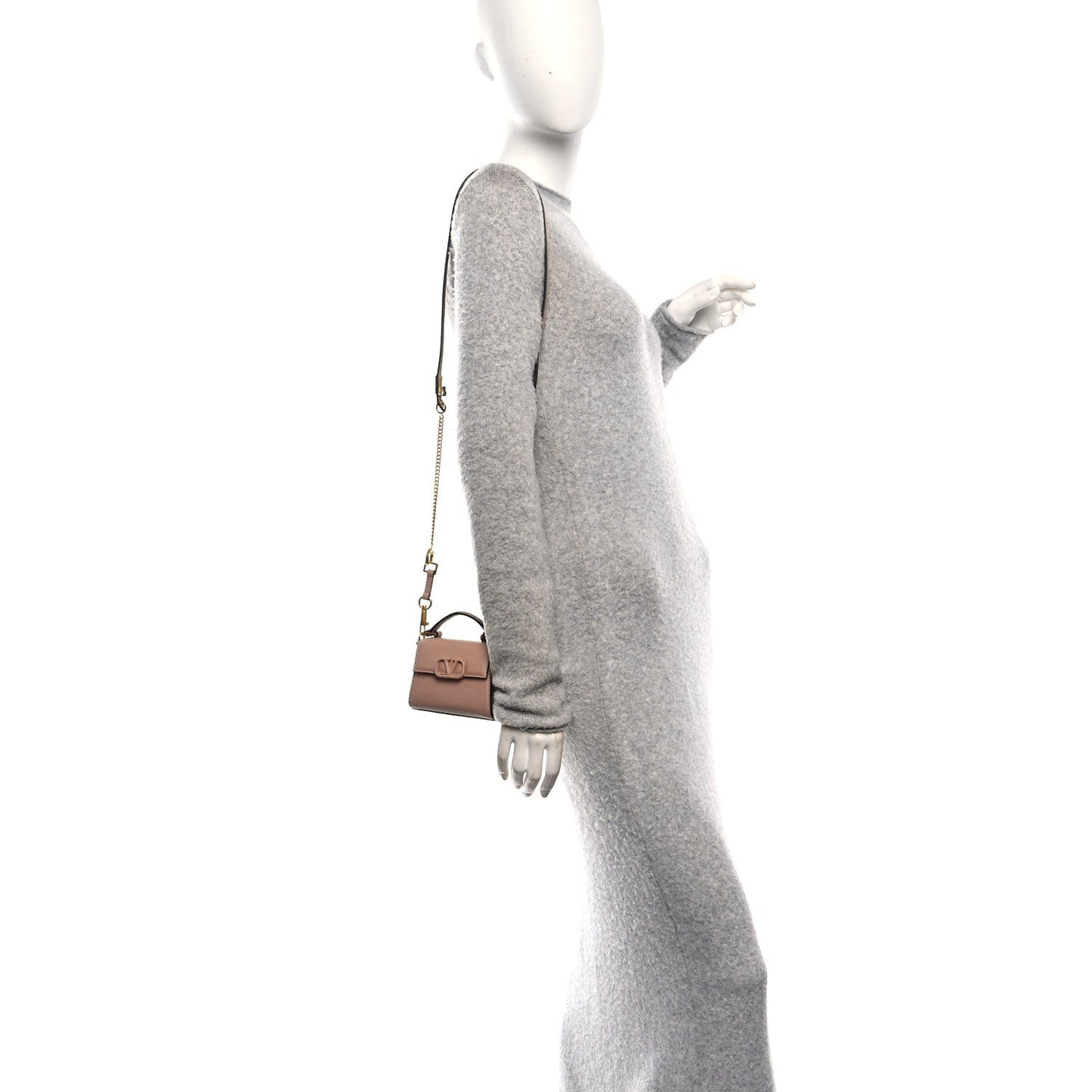 Calfskin Micro VSling Top Handle Bag Rose Cannelle
