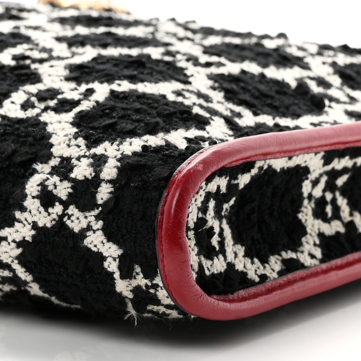 Tweed GG Monogram Large Rajah Chain Tote Romantic Cherry Black White